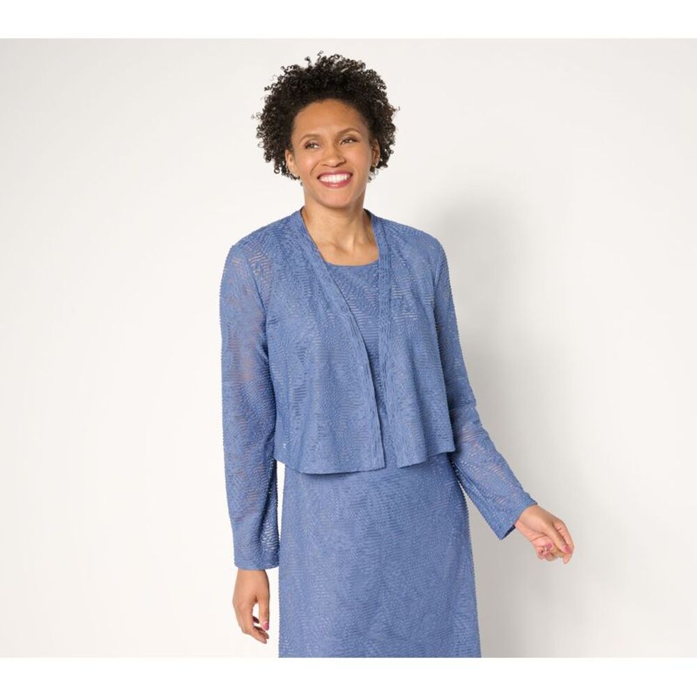 Women Control Women's Top Plus Sz Sweater 1X Floral Illusion Blue A691343